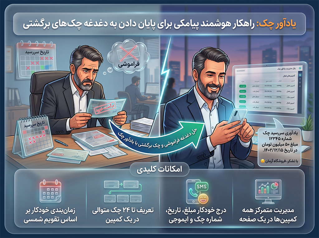 یادآور چک: راهکار هوشمند پیامکی برای پایان دادن به دغدغه چک‌های برگشتی